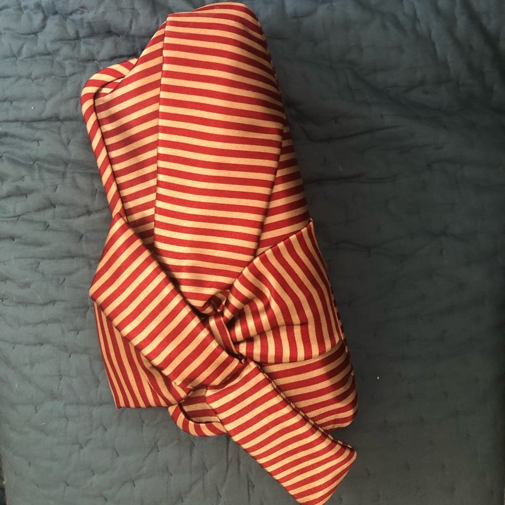 Striped satin clutch